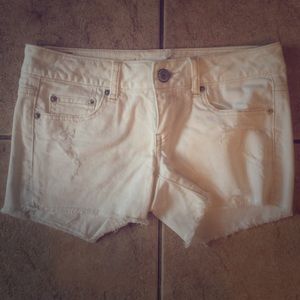 American Eagle White Destroyed Shorts