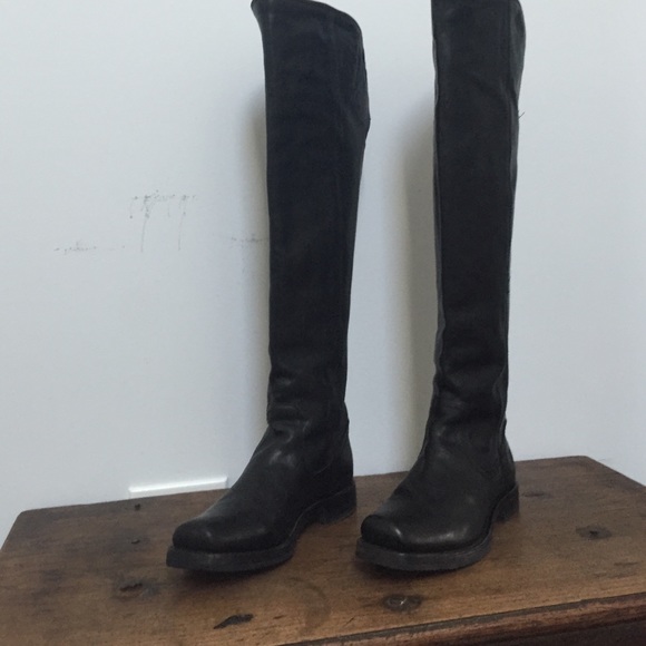 Frye size 6 1/2 thigh high black boots