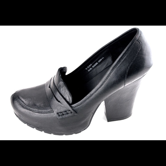 black platform penny loafers