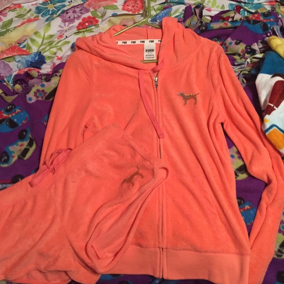 VSPINK hoodie and short set