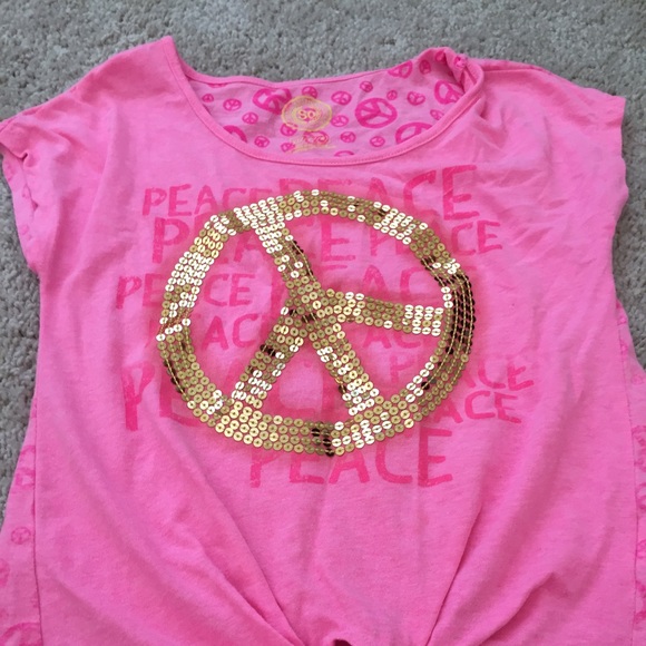 Adorable girls high/low pink peace top