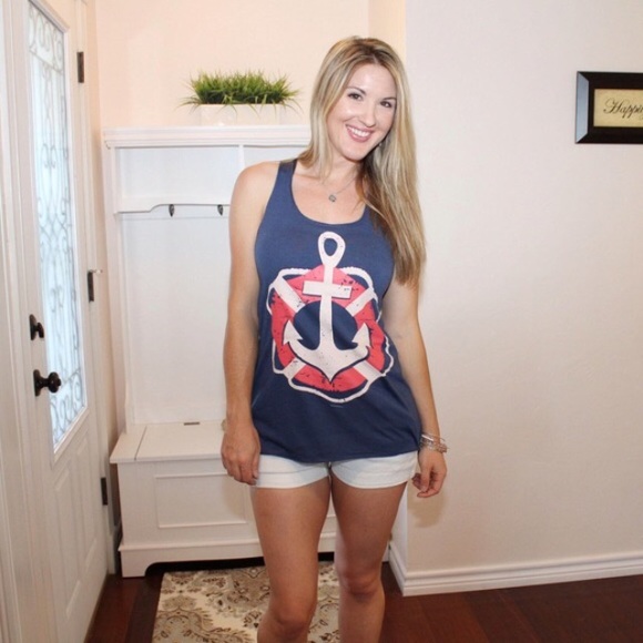 🆕 Nautical Anchor Life Saver Tank Top in Navy