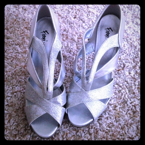 Silver sparkly high heels