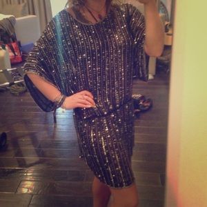 Black oversized sequined 1920s Parker Dress