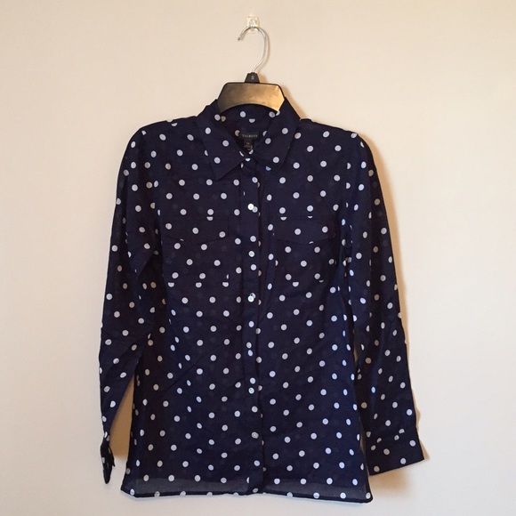 Talbots Tops - ❗️FINAL PRICE❗️Navy Blue Polka Dot Talbots Blouse
