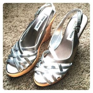 Steve Madden Strapyy Silver Wedges