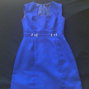 Tahari cobalt blue dress w/gold embelishments
