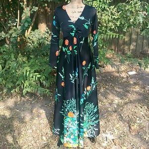 Floral long-sleeve maxi dress S-M