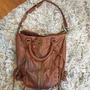 brown leather bag