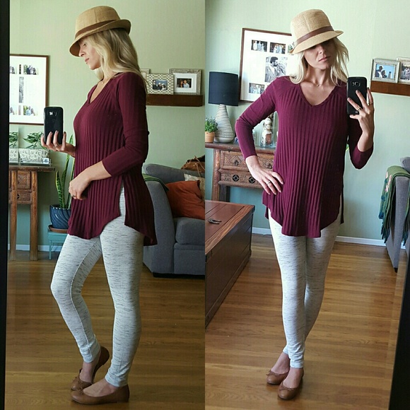 RESERVED Boisonberry Ribbed Top - Picture 2 of 4