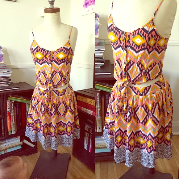 Midrif tied spaghetti top | high waist skirt set - Picture 1 of 2