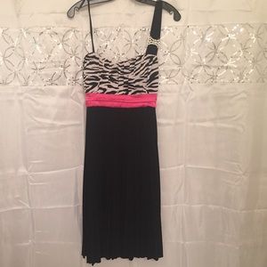 Black pink and zebra single strap dress