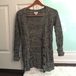 Black and White Cotton Long cardigan