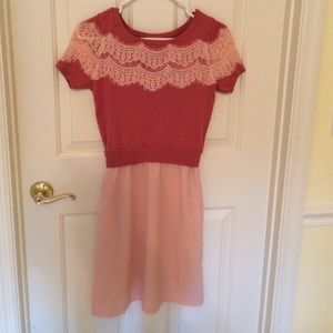 Maison Jules Cap Sleeve Overlay Layered Look Dress