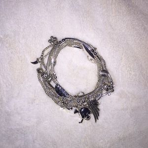 Bracelet set- skulls, wishbone, fleur de leis