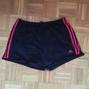 Black and Red Adidas shorts with drawstring. SizeL