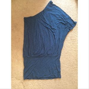Blue one shoulder tunic dress