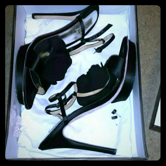 Badgley Mischka Black Satin Randee Heels