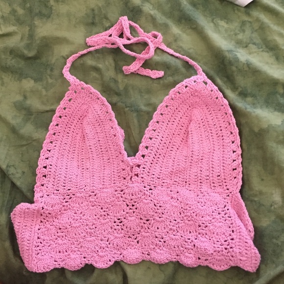 Pink crochet halter top (not bm)