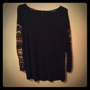 Black tunic with Aztec sleeves