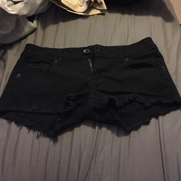 Black denim shorts