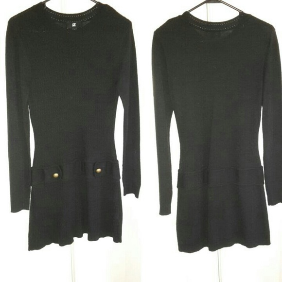 IZ Byer Sweater Dress with Gold Button Accents