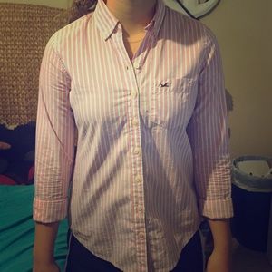 Pink, white and blue Hollister dress shirt