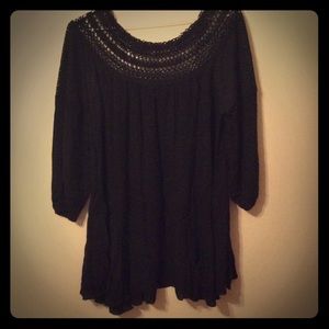 Black crochet dress