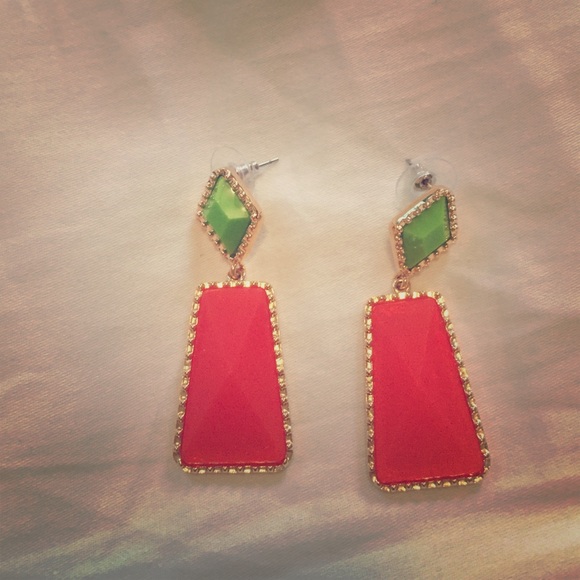 Orange and Green Earrings