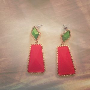 Orange and Green Earrings