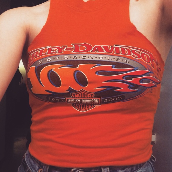 Hand Cut & Sewn Harley Davidson Crop Top