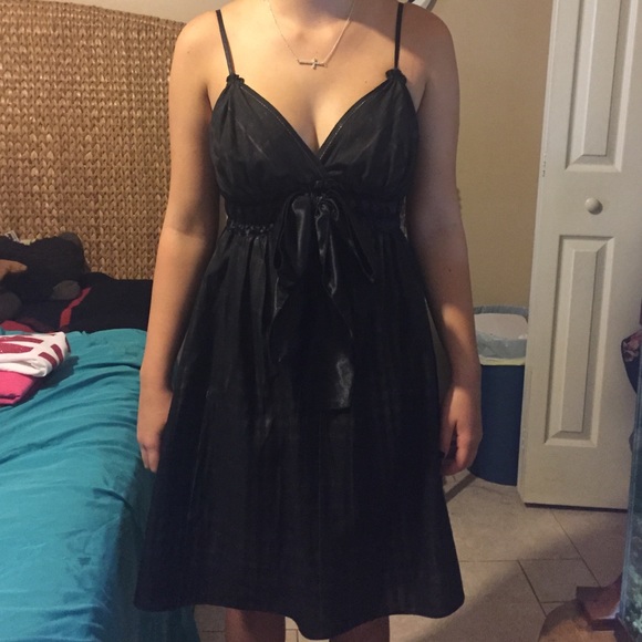Black dress w/ sheer gold plaid design underneath