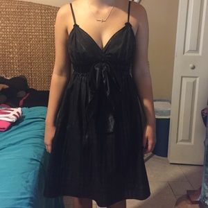 Black dress w/ sheer gold plaid design underneath