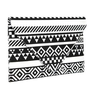 Large envelope style purse with a long chain.