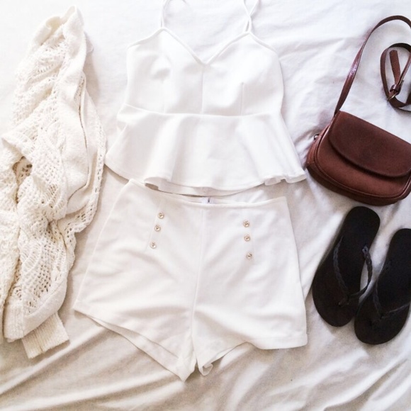 white high waisted shorts