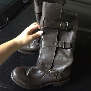 Steve Madden dark brown buckle boots