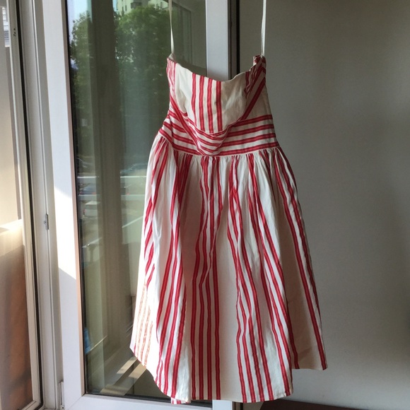 Red and white striped cotton dress