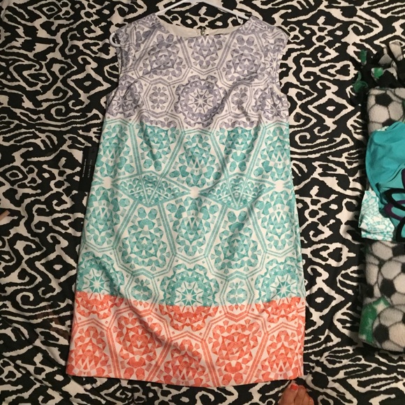 Purple turquoise and orange dress