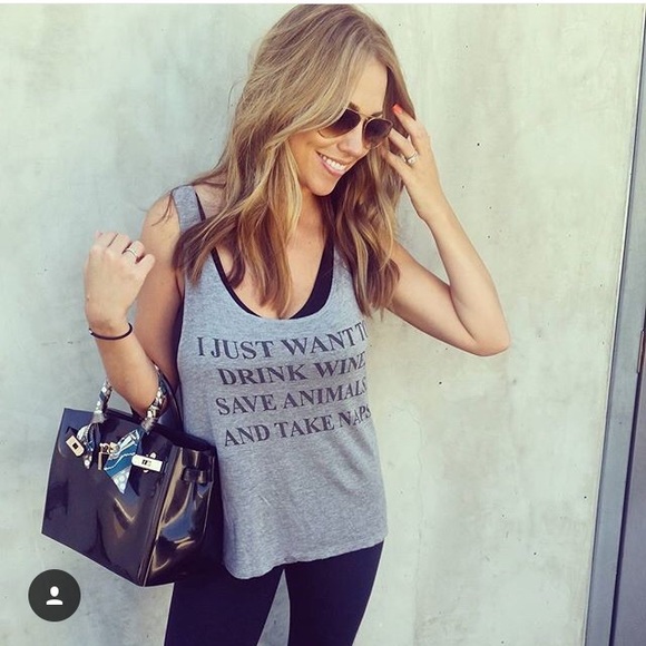 Boutique Tops - 🆕 Drink Wine Save Animals and Take Naps Tank Top