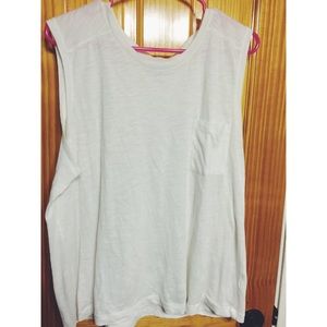 White Muscle Tee w/ front pocket