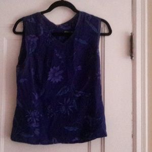 Blue silk top with flower pattern