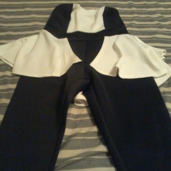 ashley stewart black and white jumpsuit