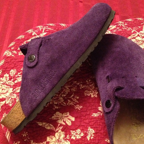 SOLD purple LEATHER BIRKENSTOCKs Size 10 Mules - Picture 2 of 4
