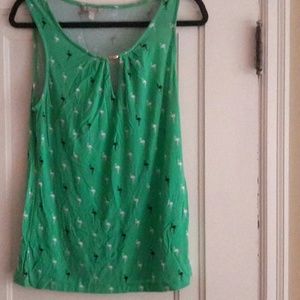 Cute Green top with black and white flamingos
