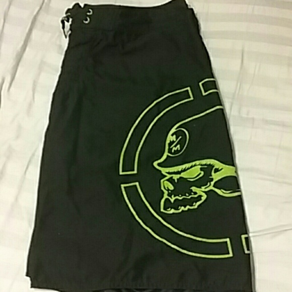 Black and green men's swim trunks