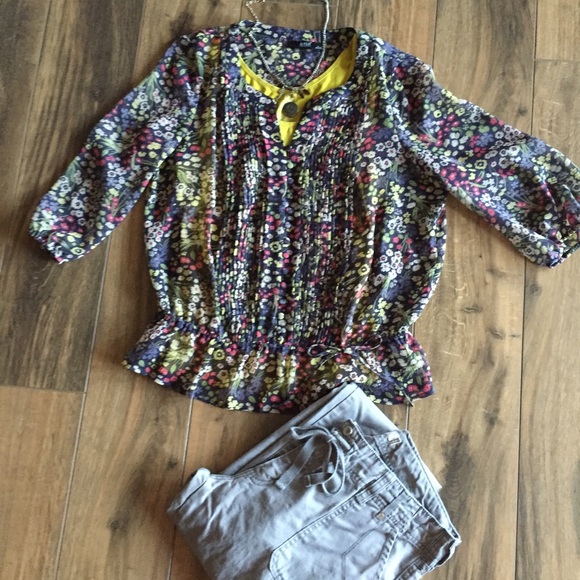 Floral Print Peasant Top