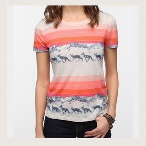 Wolf graphic striped pink tee by BDG