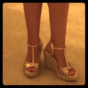 Colin Stuart Gold Espadrille Wedges