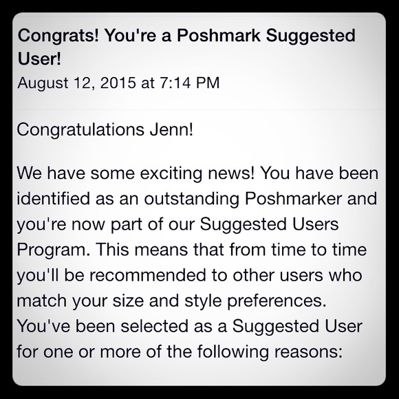 Just became a Suggested User 8/12/15!!!!