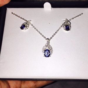 Blue necklace earring set